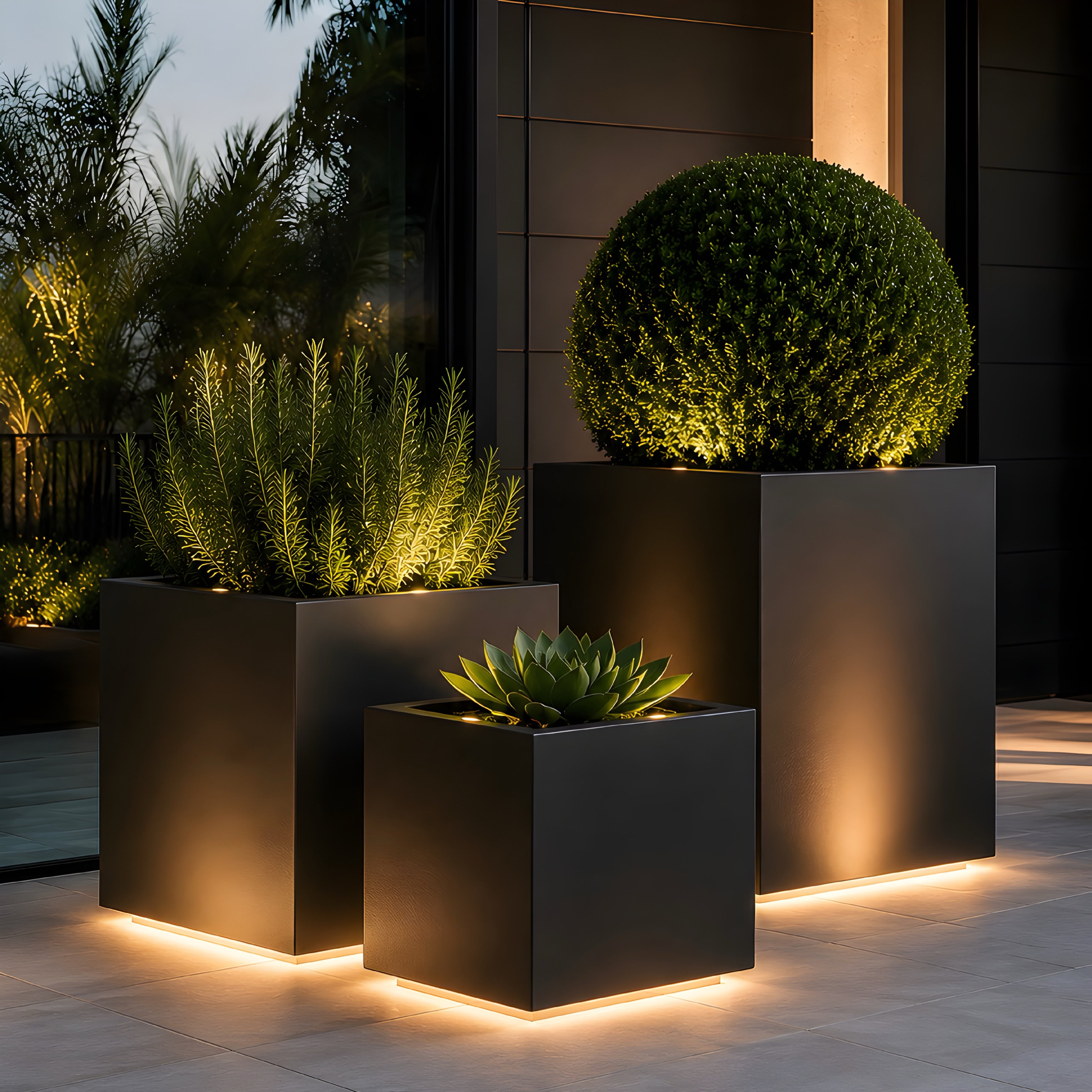 Modern Lighting Planter Set