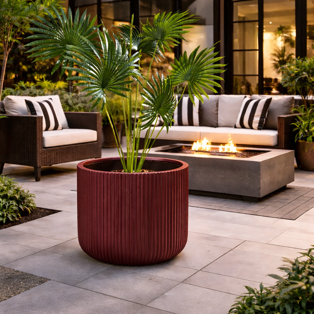 Noir Ribbed Garden Planter