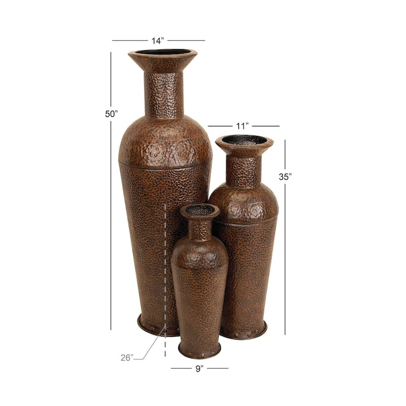 Elysian Ember Hammered Vase Trio