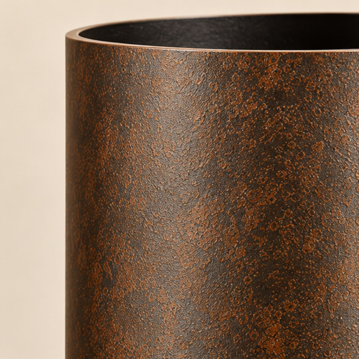 ANTIQUE COPPER CYLINDRICAL PLANTER SET