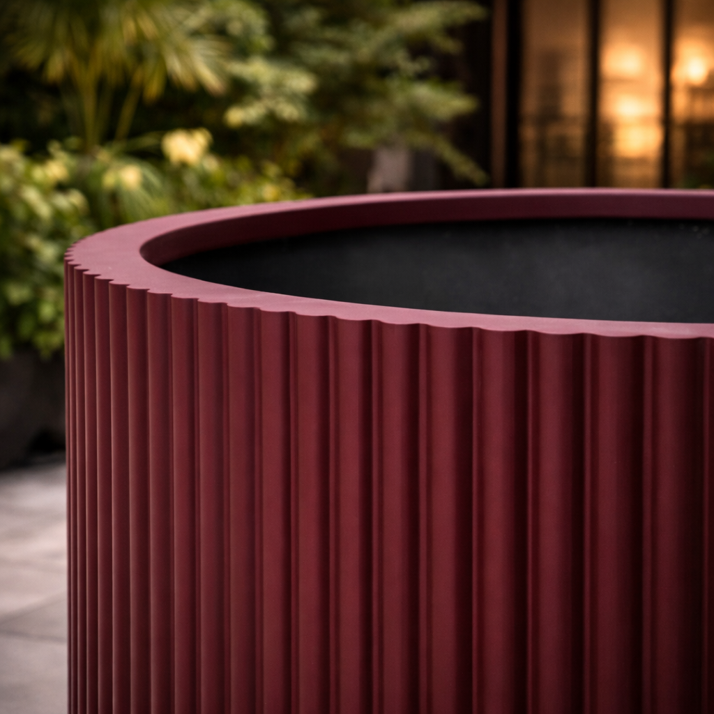 Noir Ribbed Garden Planter