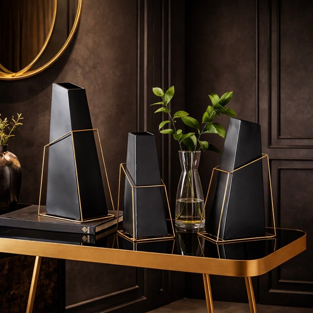 Obsidian Aura Vase Trio