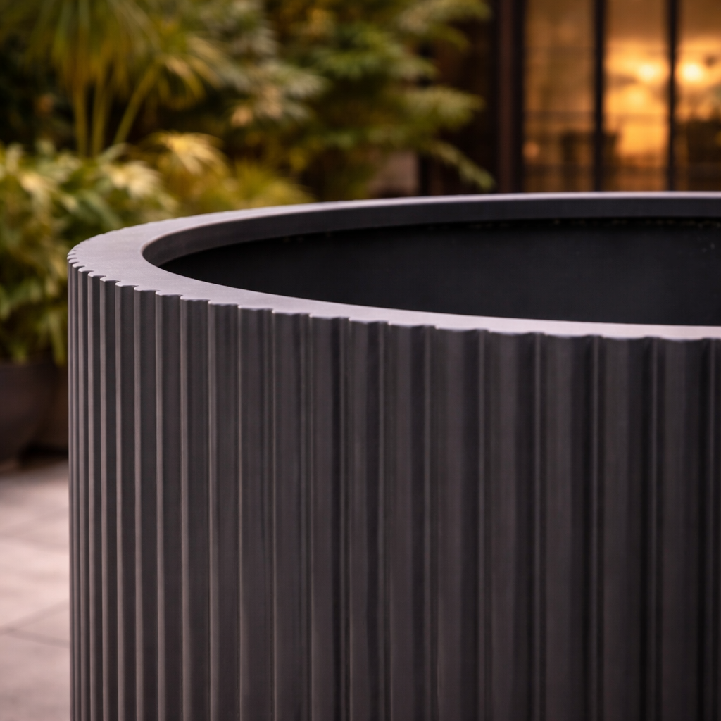 Noir Ribbed Garden Planter
