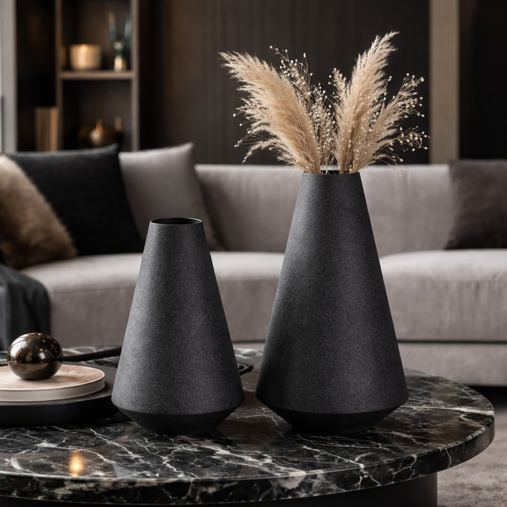 Midnight Cone Vase Duo