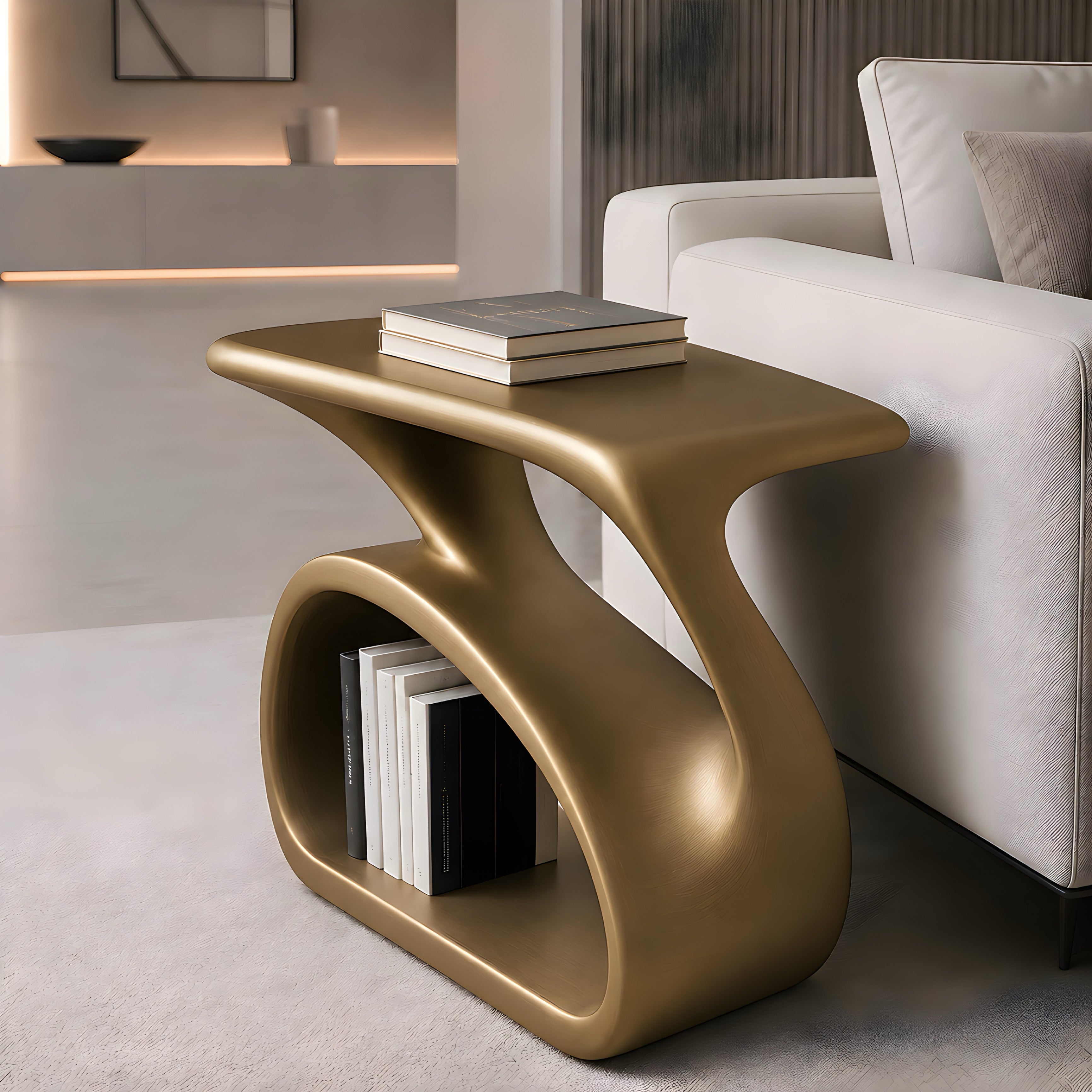 Sculptural Side Table with Storage
