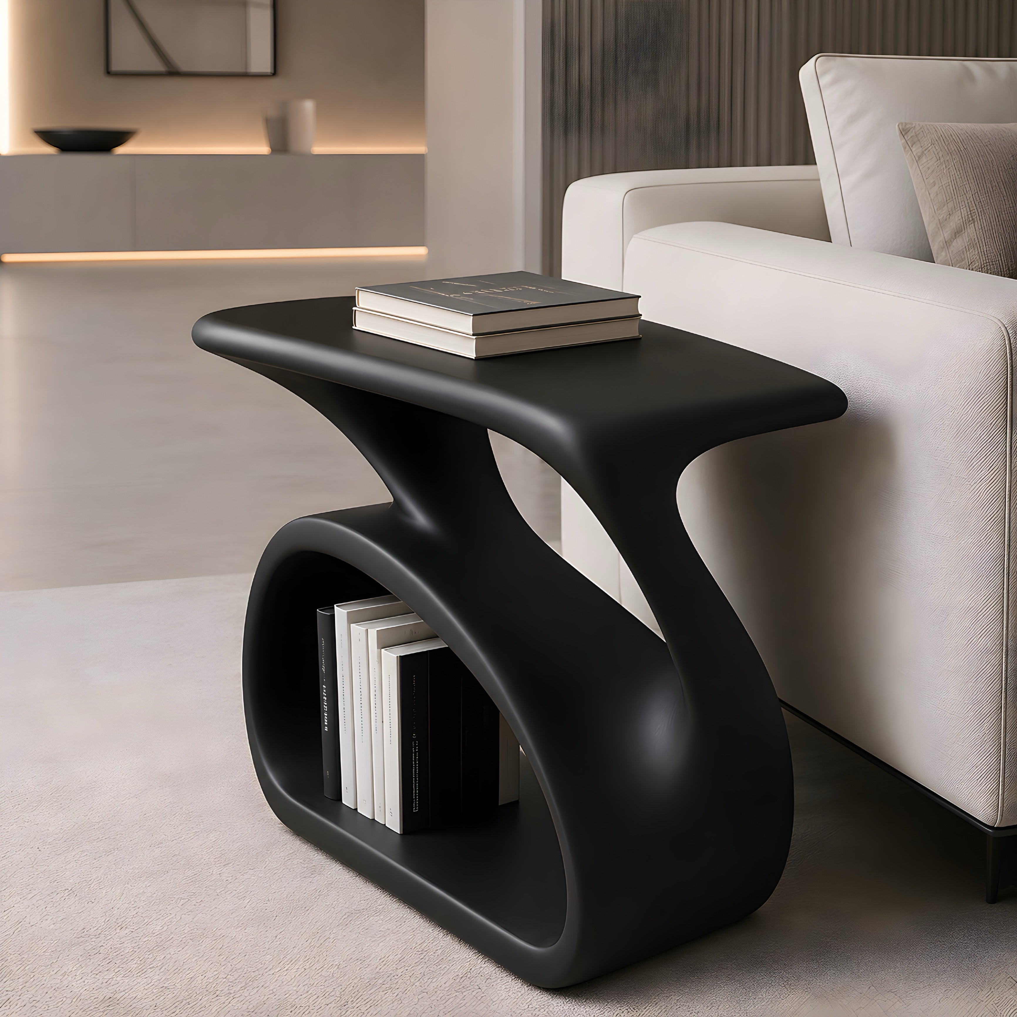 Sculptural Side Table with Storage