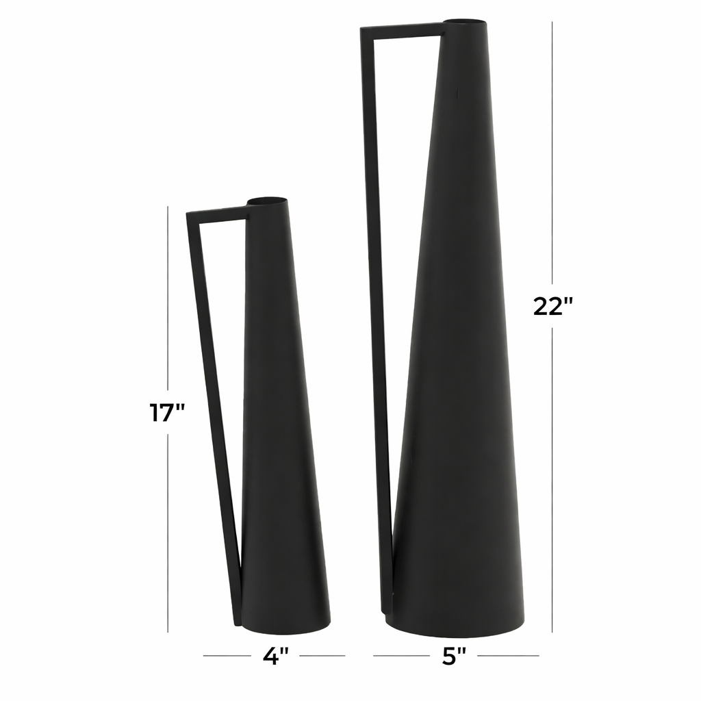 Noir Spire Handle Vase Duo