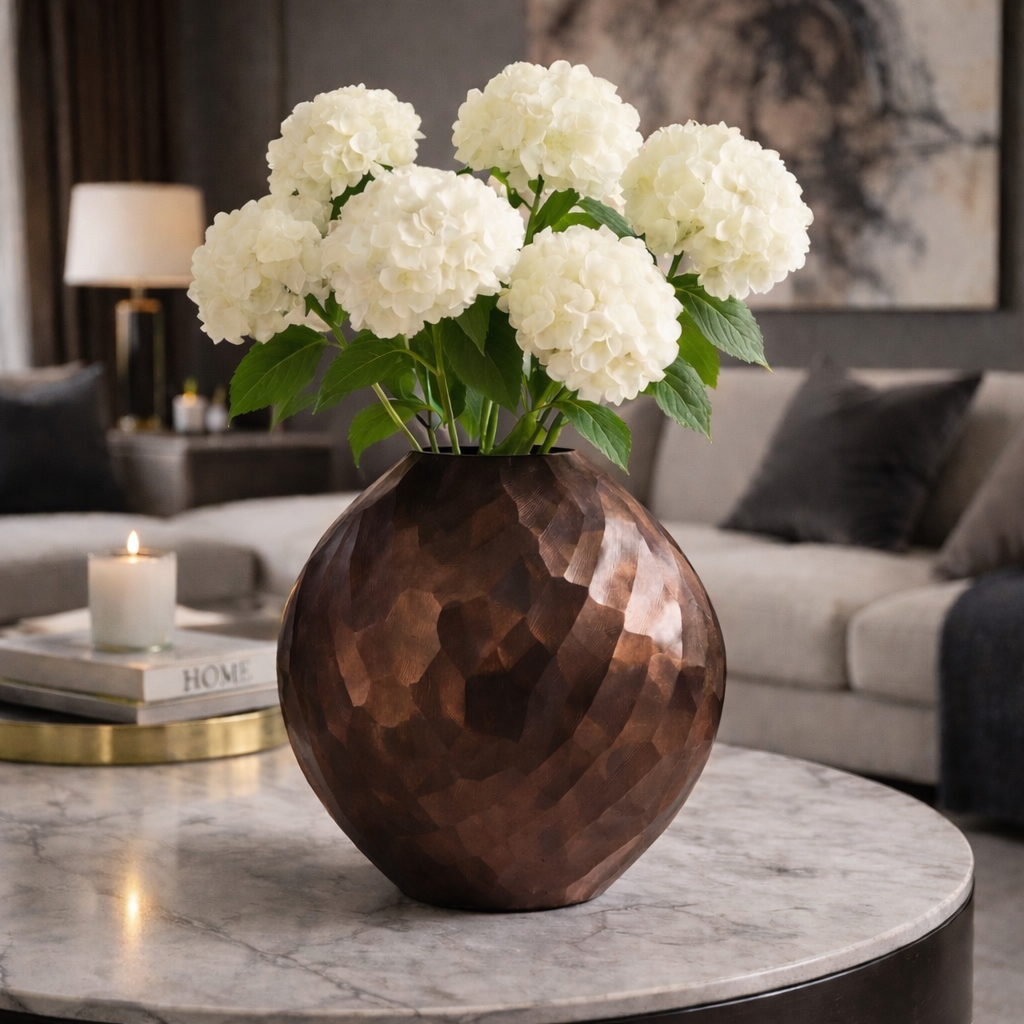 Obsidian Bloom Sculpted Vase