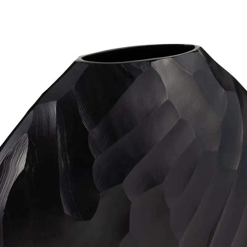 Obsidian Bloom Sculpted Vase