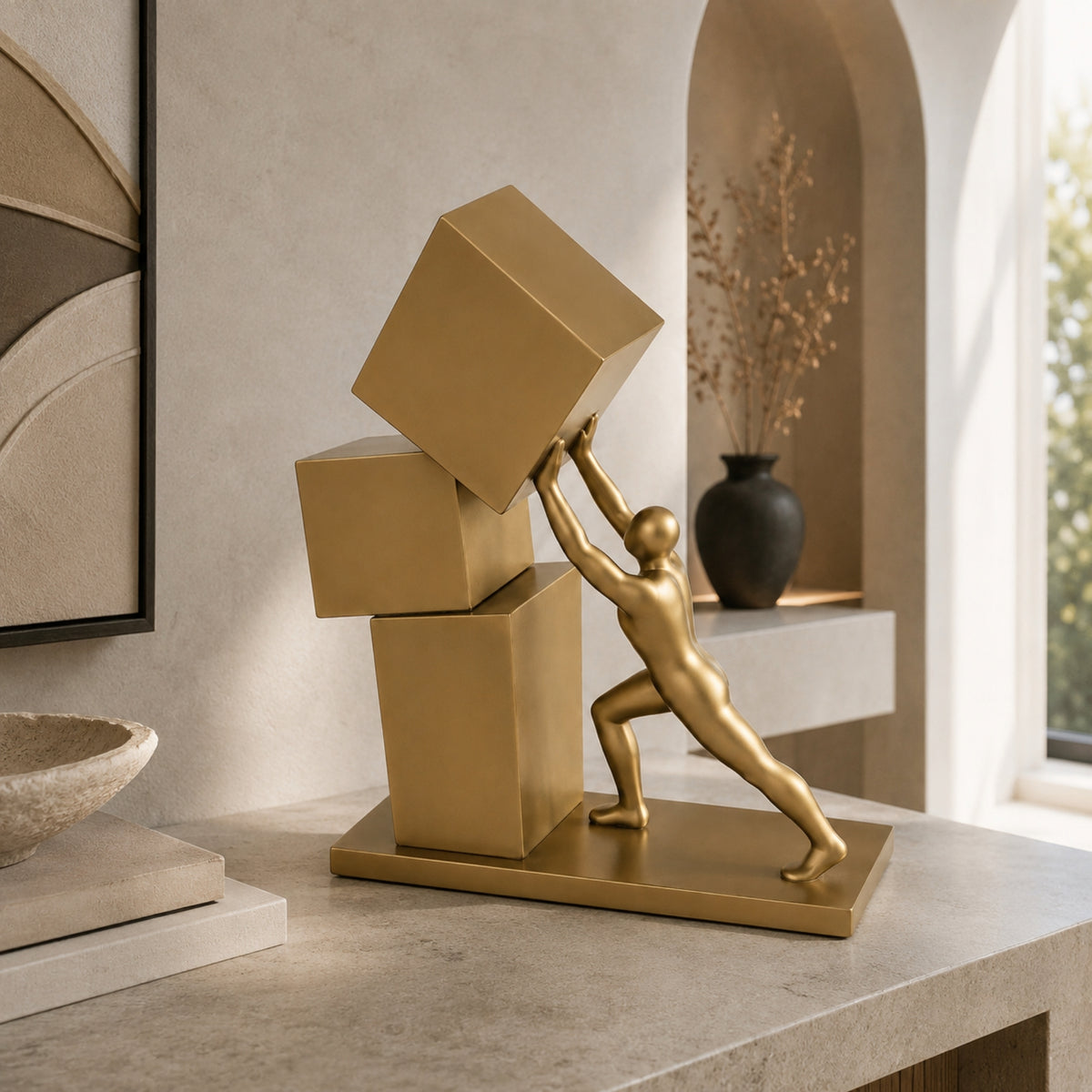 BALANCING MAN FIGURE DECORATIVE SCULPTURE