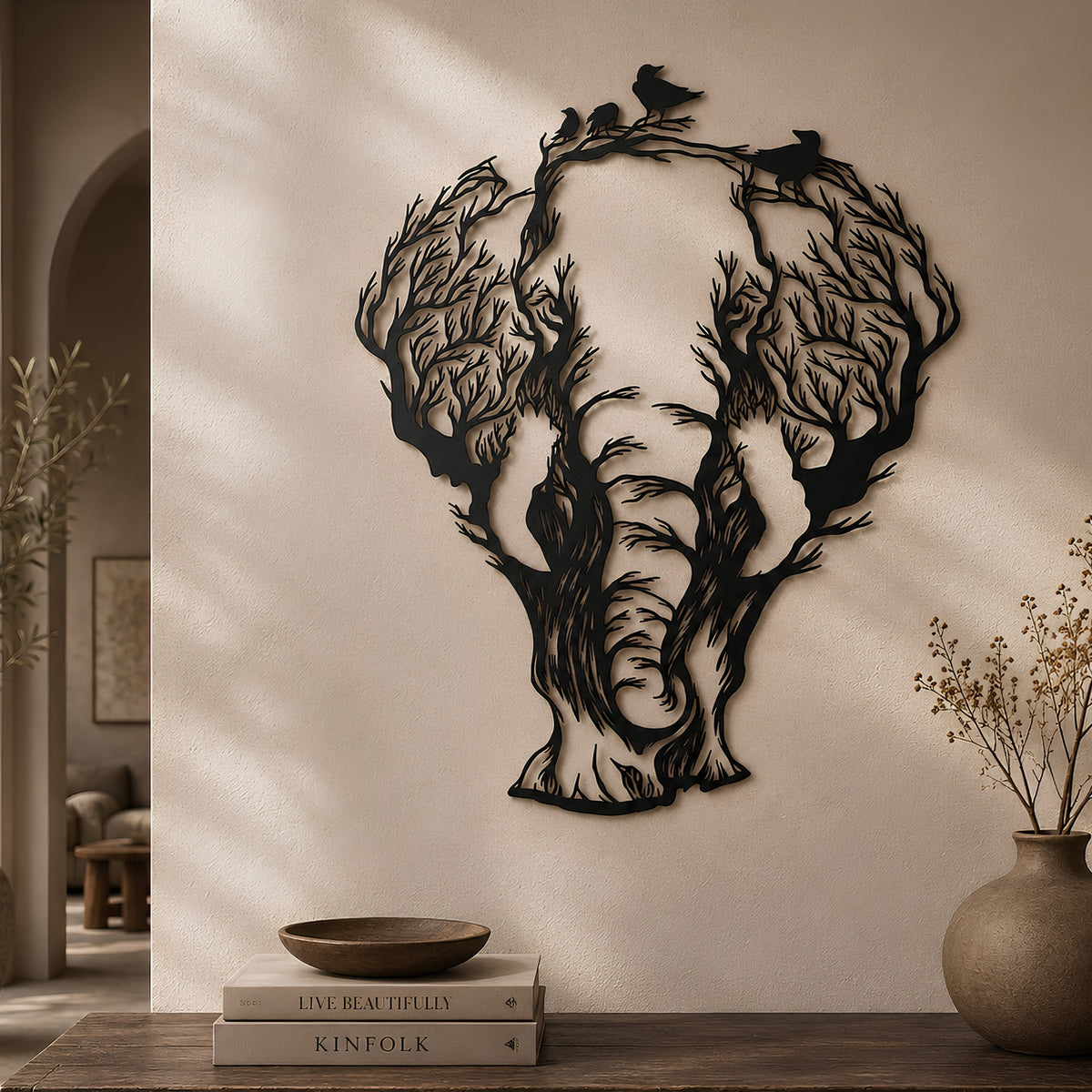 ELEPHANT & BIRDS WALL DECOR