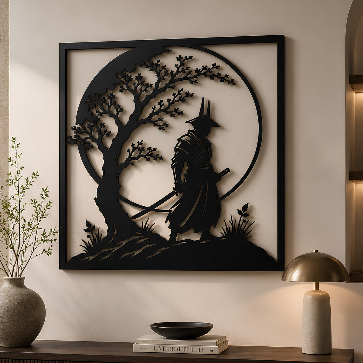SAMURAI & TREE SILHOUETTE WALL DECOR