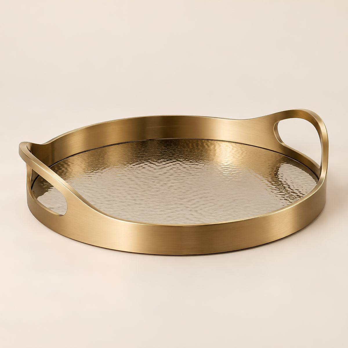 HAMMERED GOLD METAL SERVING TRAY