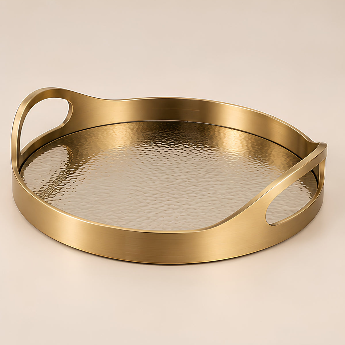 HAMMERED GOLD METAL SERVING TRAY