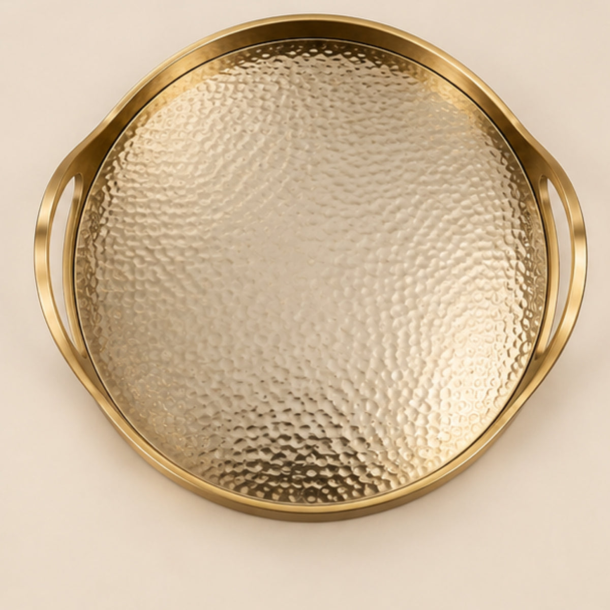 HAMMERED GOLD METAL SERVING TRAY