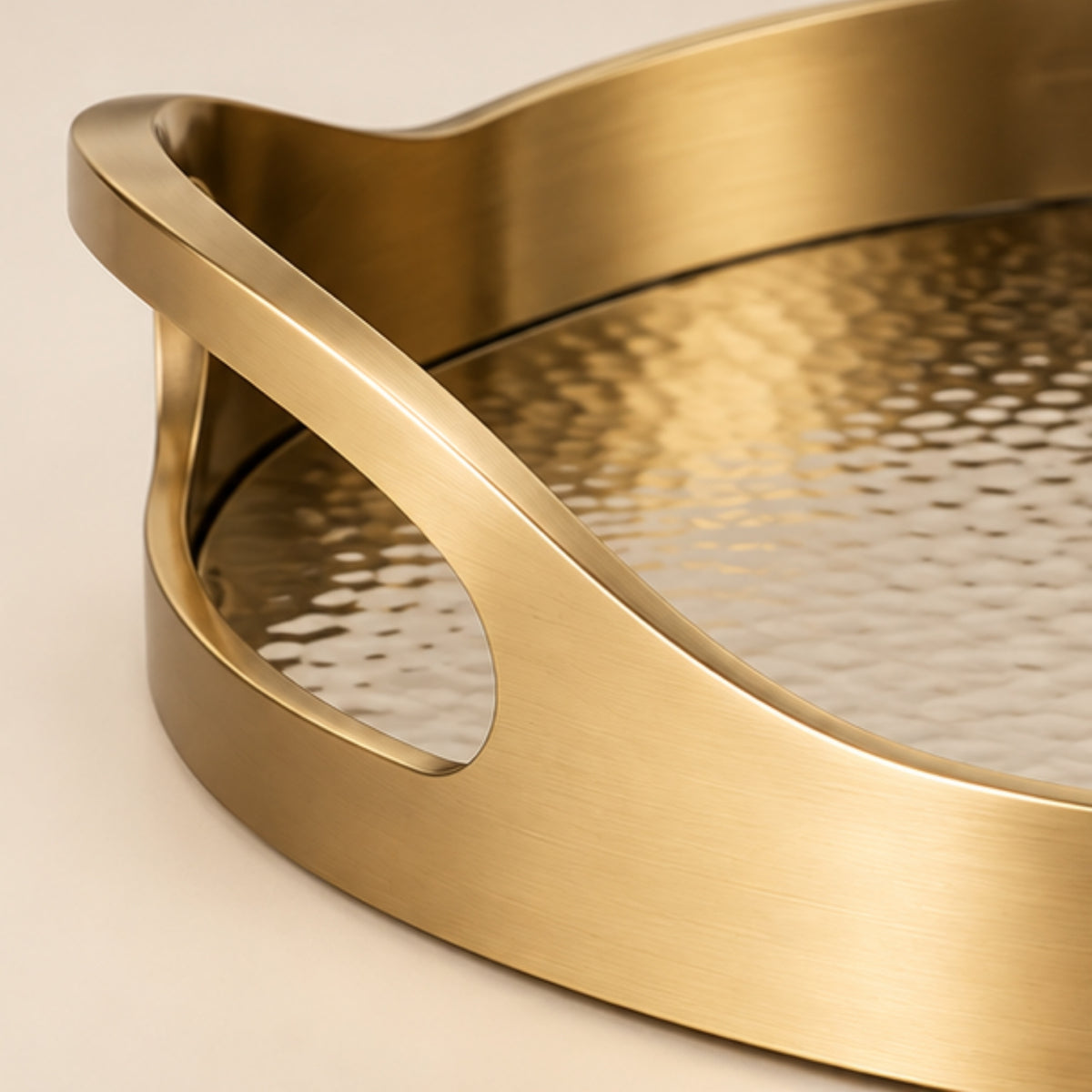 HAMMERED GOLD METAL SERVING TRAY
