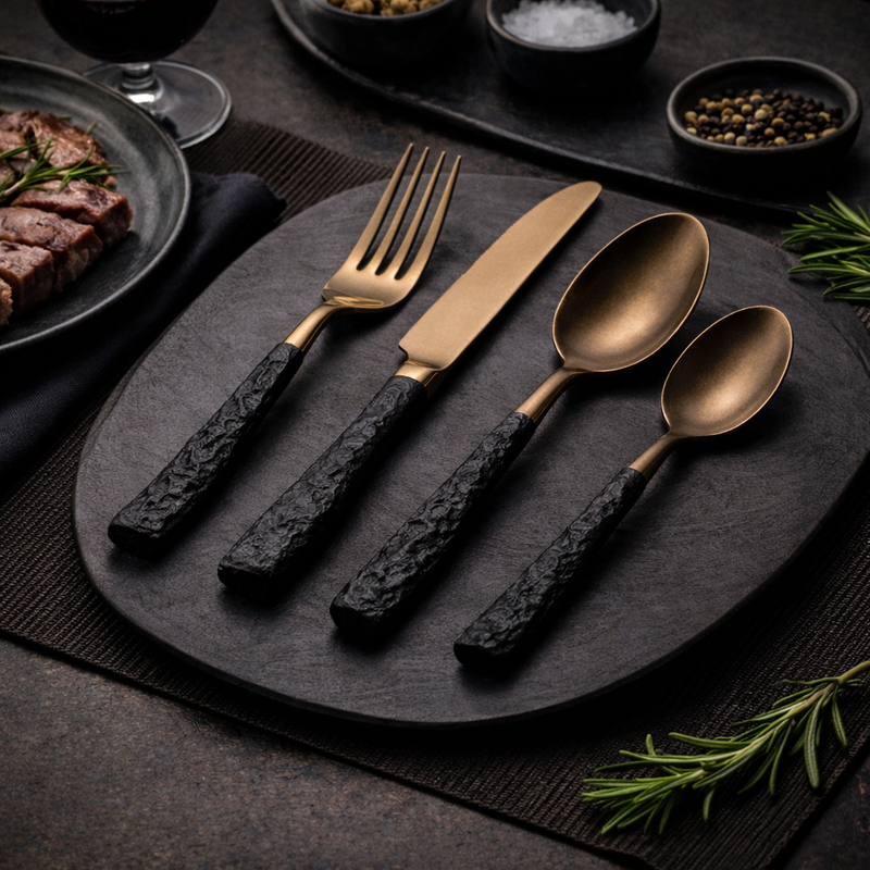 OBSIDIAN GRIP FLATWARE SET
