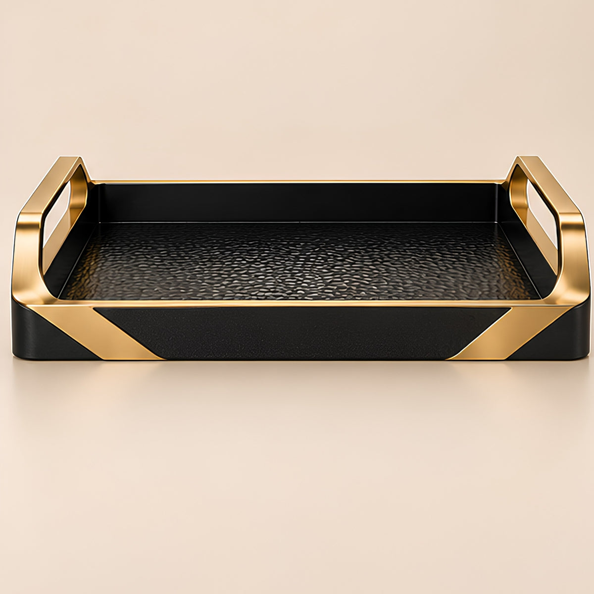 HAMMERED BLACK & GOLD RECTANGULAR SERVING TRAY