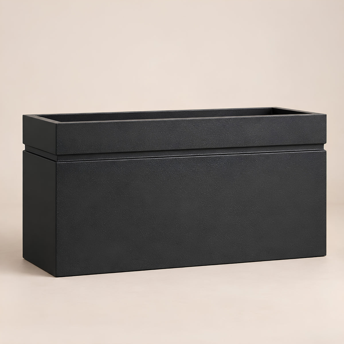 RECTANGULAR TEXTURED BLACK OUTDOOR PLANTER