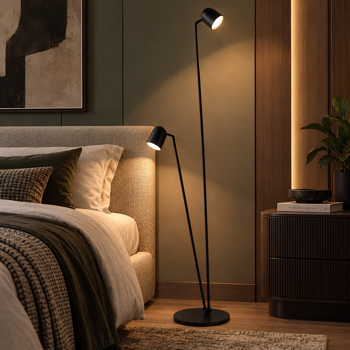 MODERN BLACK DOUBLE-HEAD FLOOR LAMP