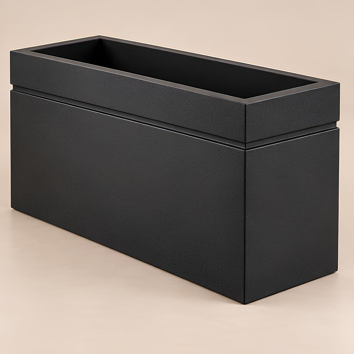 RECTANGULAR TEXTURED BLACK OUTDOOR PLANTER