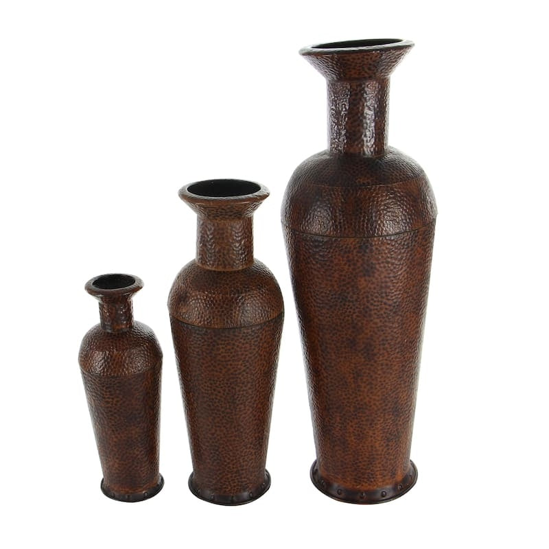 Elysian Ember Hammered Vase Trio