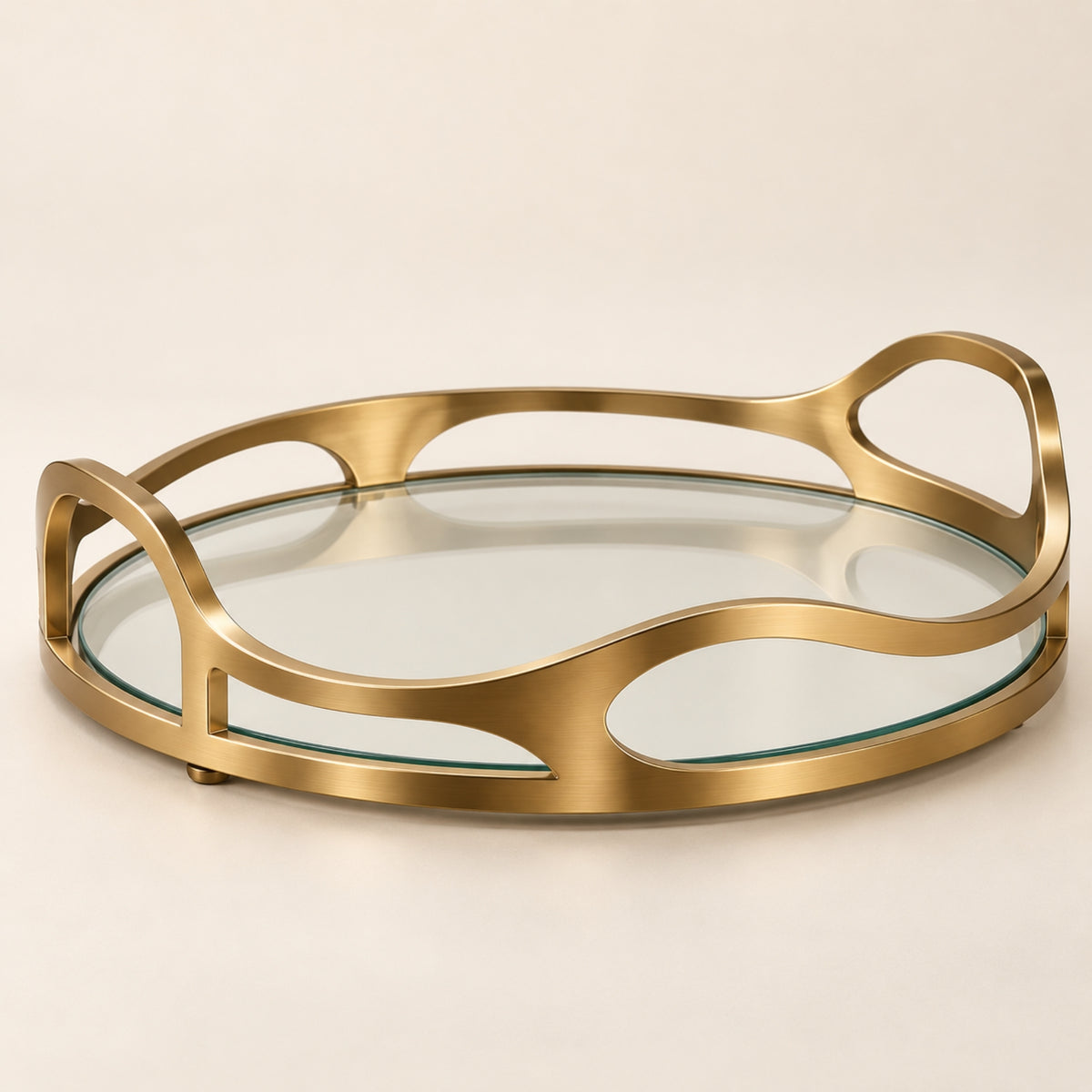 GOLD WAVE FRAME GLASS SERVING TRAY