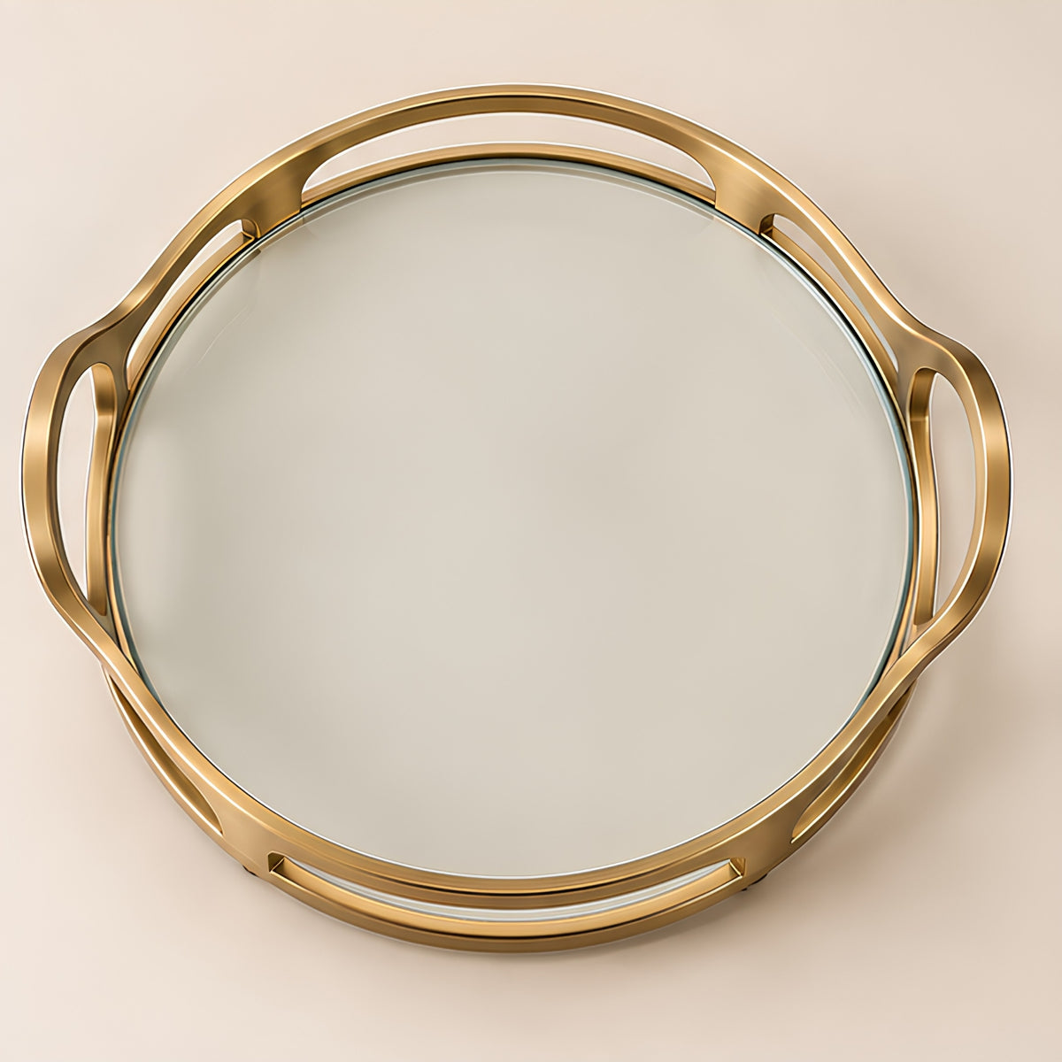 GOLD WAVE FRAME GLASS SERVING TRAY