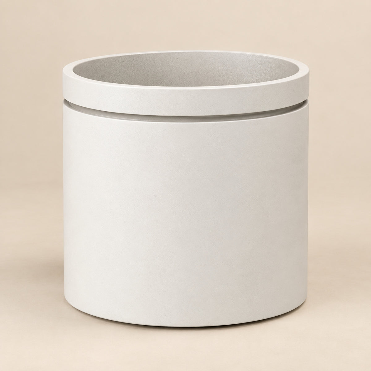 WHITE CYLINDRICAL OUTDOOR PLANTER