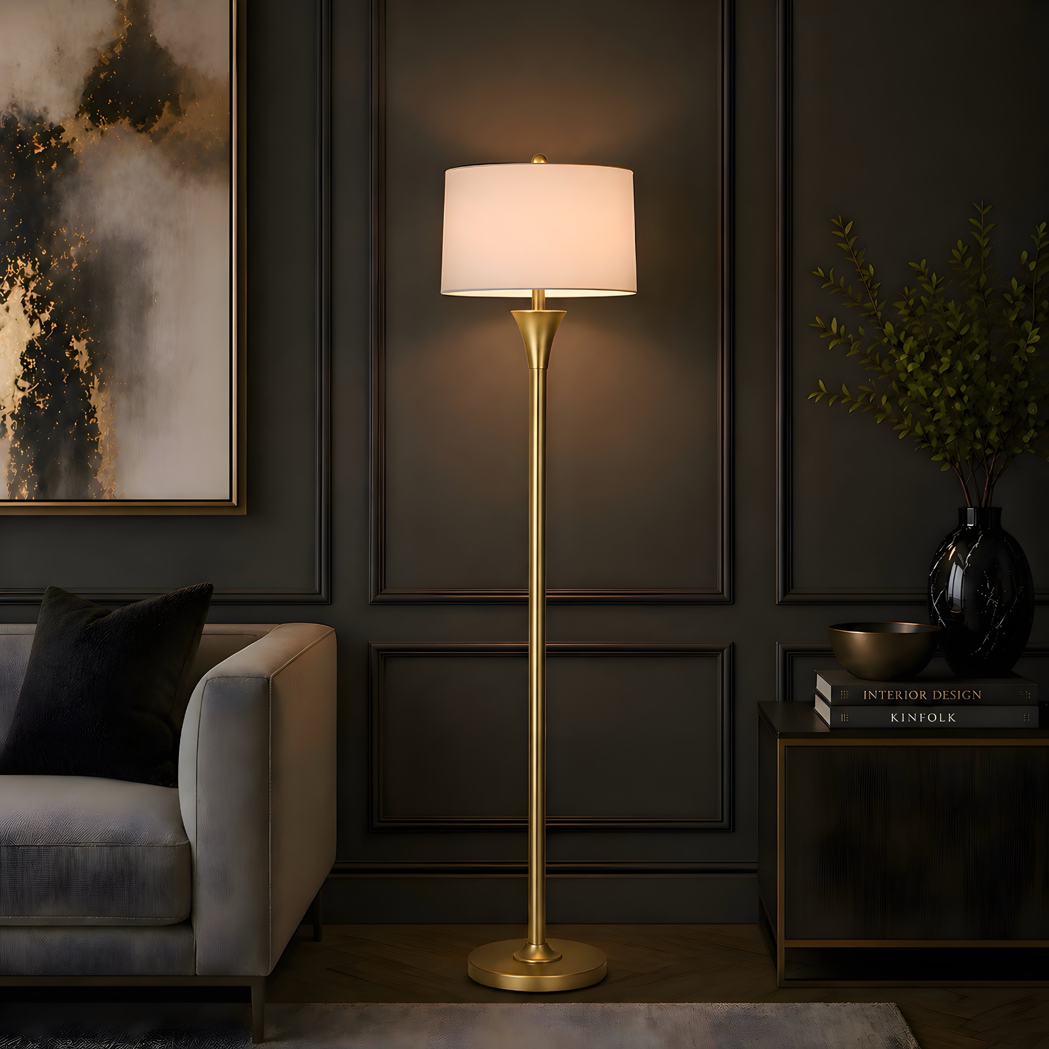 Noir Classic Column Floor Lamp