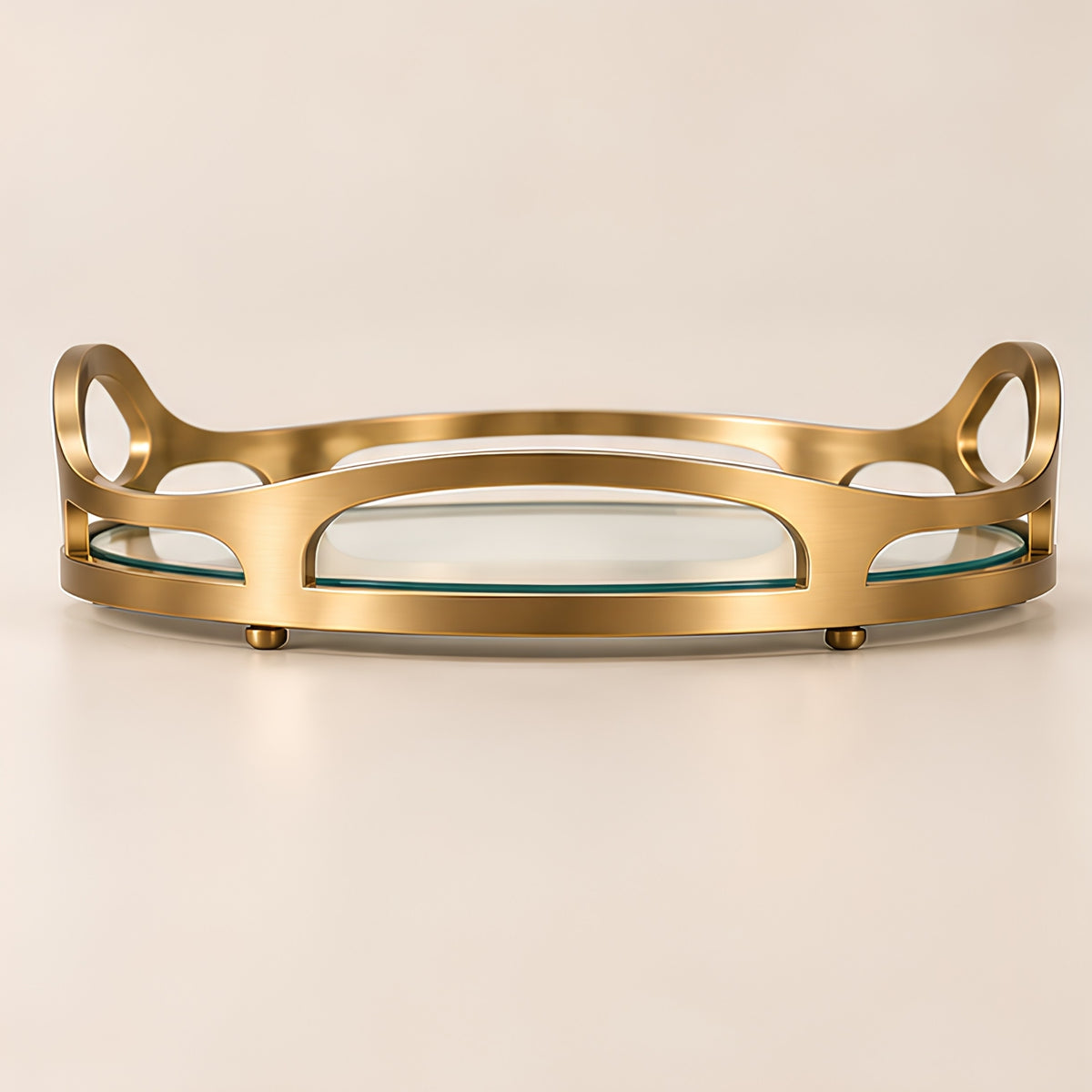 GOLD WAVE FRAME GLASS SERVING TRAY