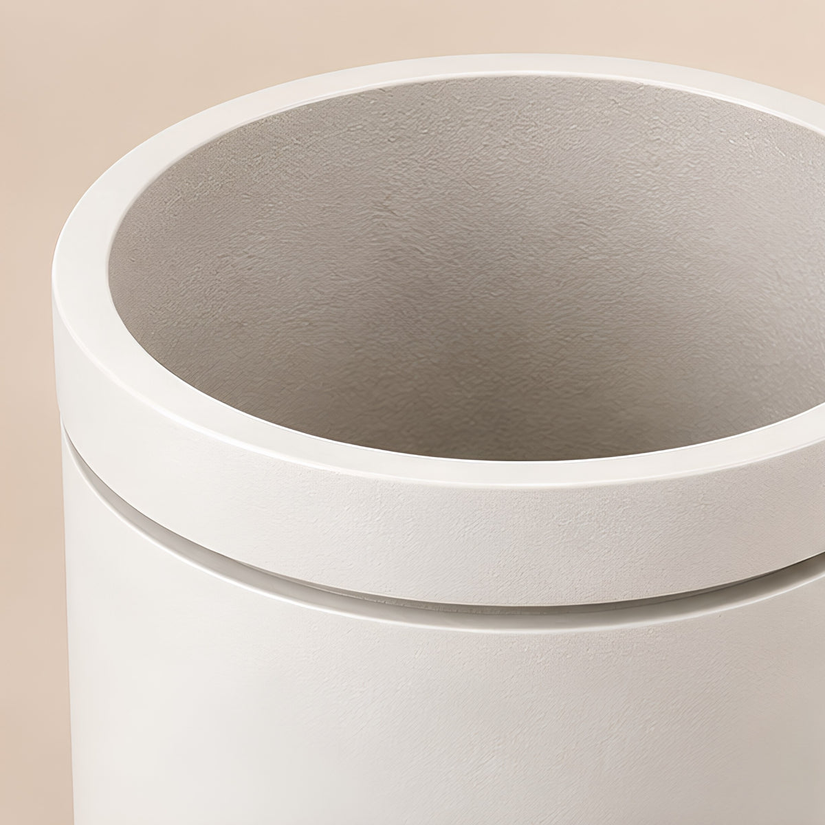 WHITE CYLINDRICAL OUTDOOR PLANTER
