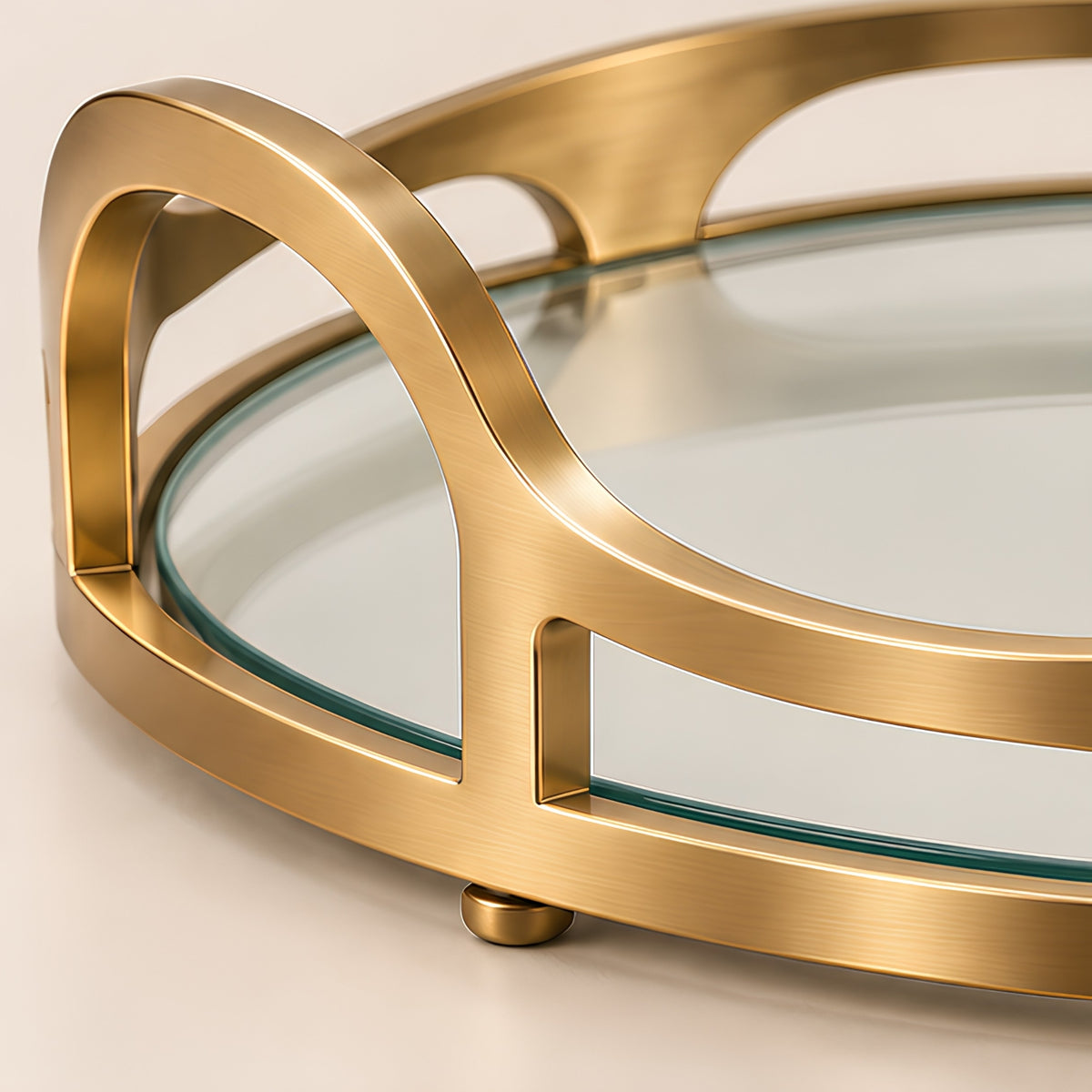 GOLD WAVE FRAME GLASS SERVING TRAY