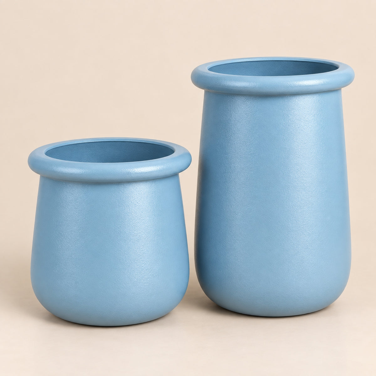 POWDER BLUE ROUNDED PLANTER SET