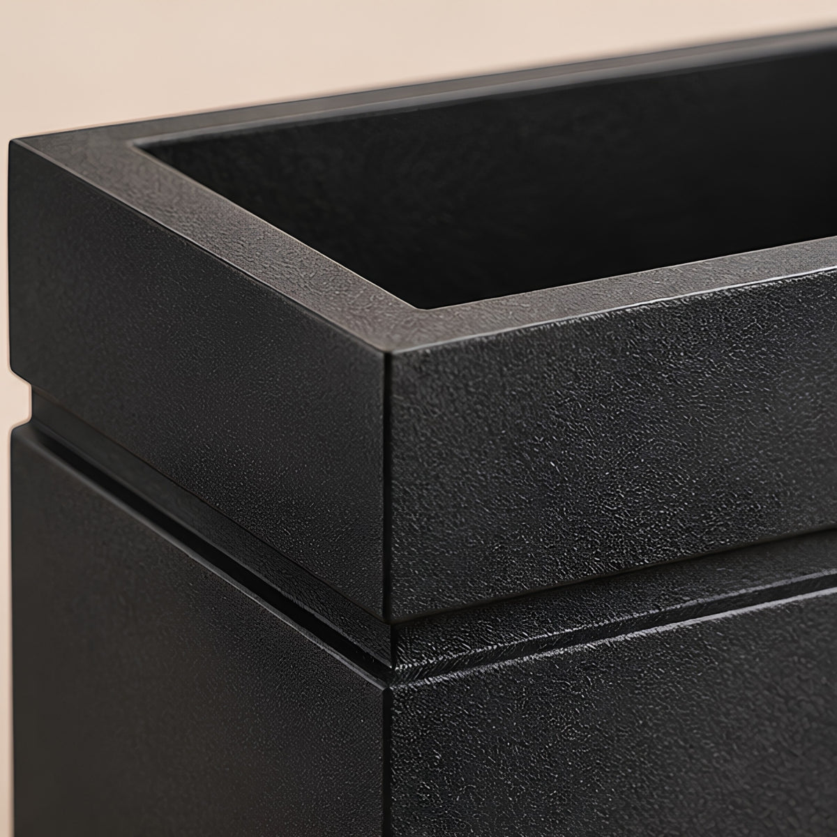 RECTANGULAR TEXTURED BLACK OUTDOOR PLANTER