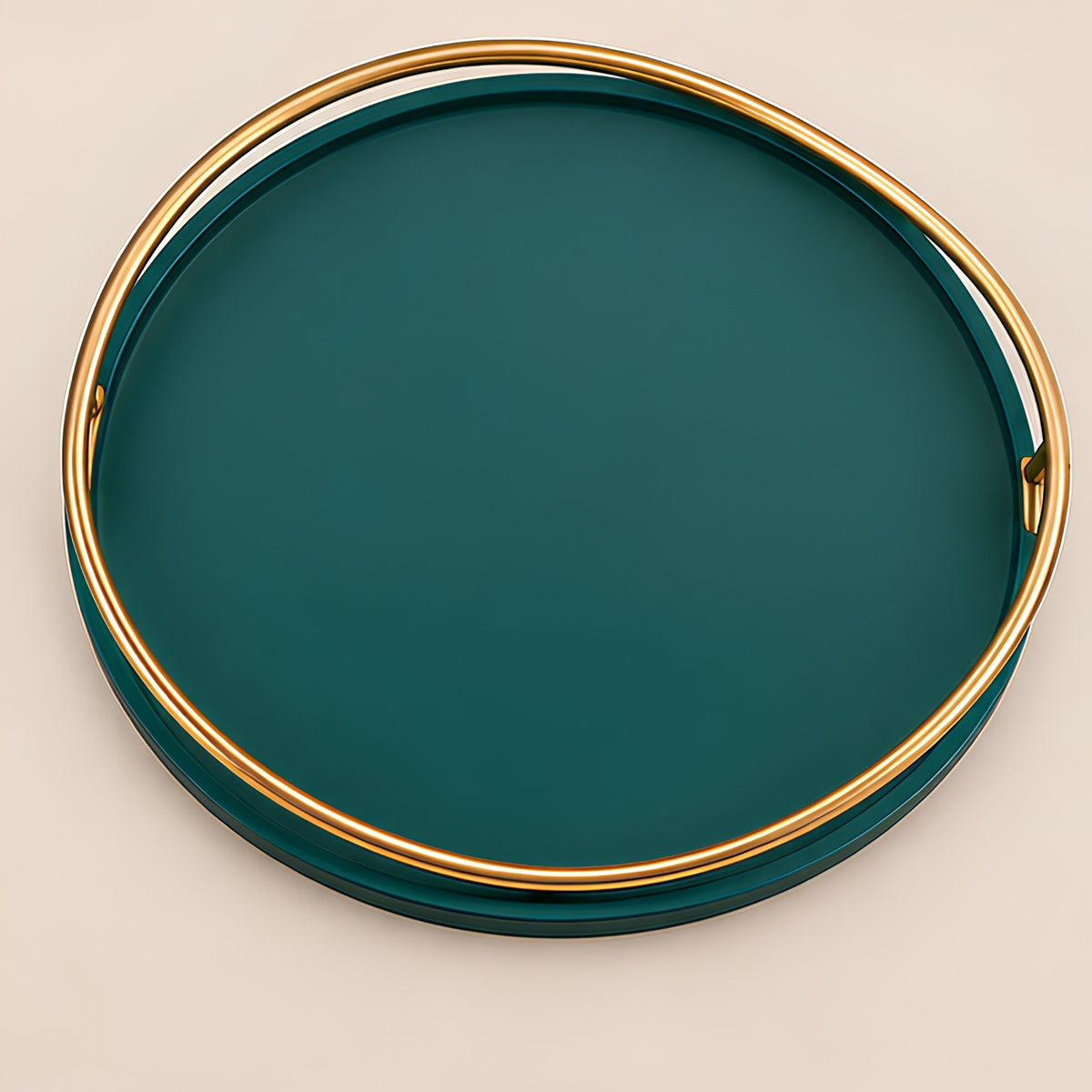 OVAL TRAY WITH GOLD RAIL HANDLE