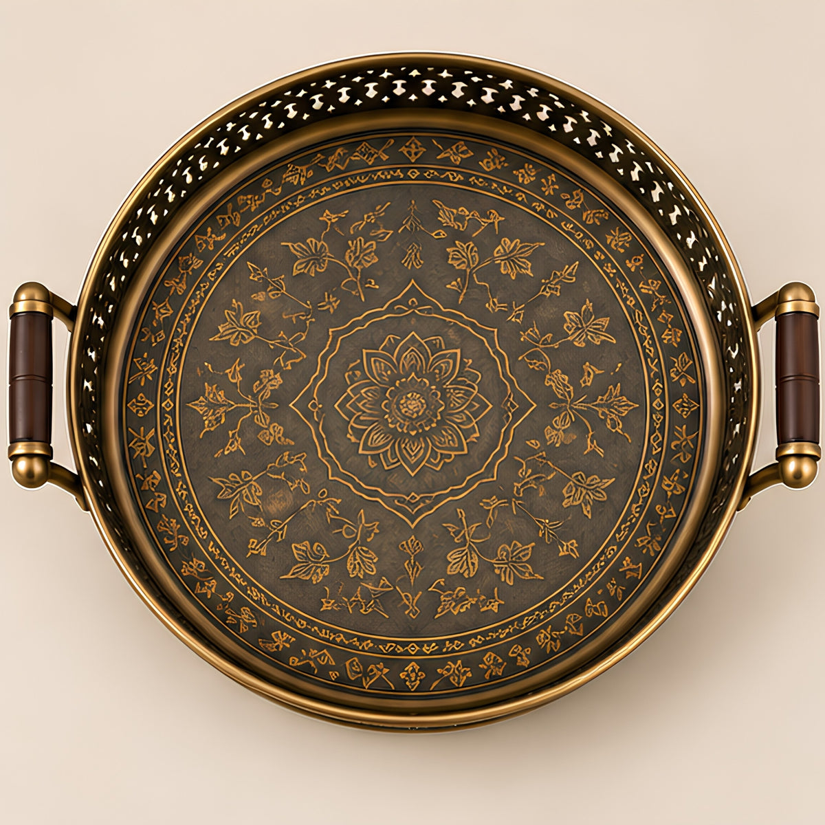 VINTAGE FILIGREE ROUND TRAY SET