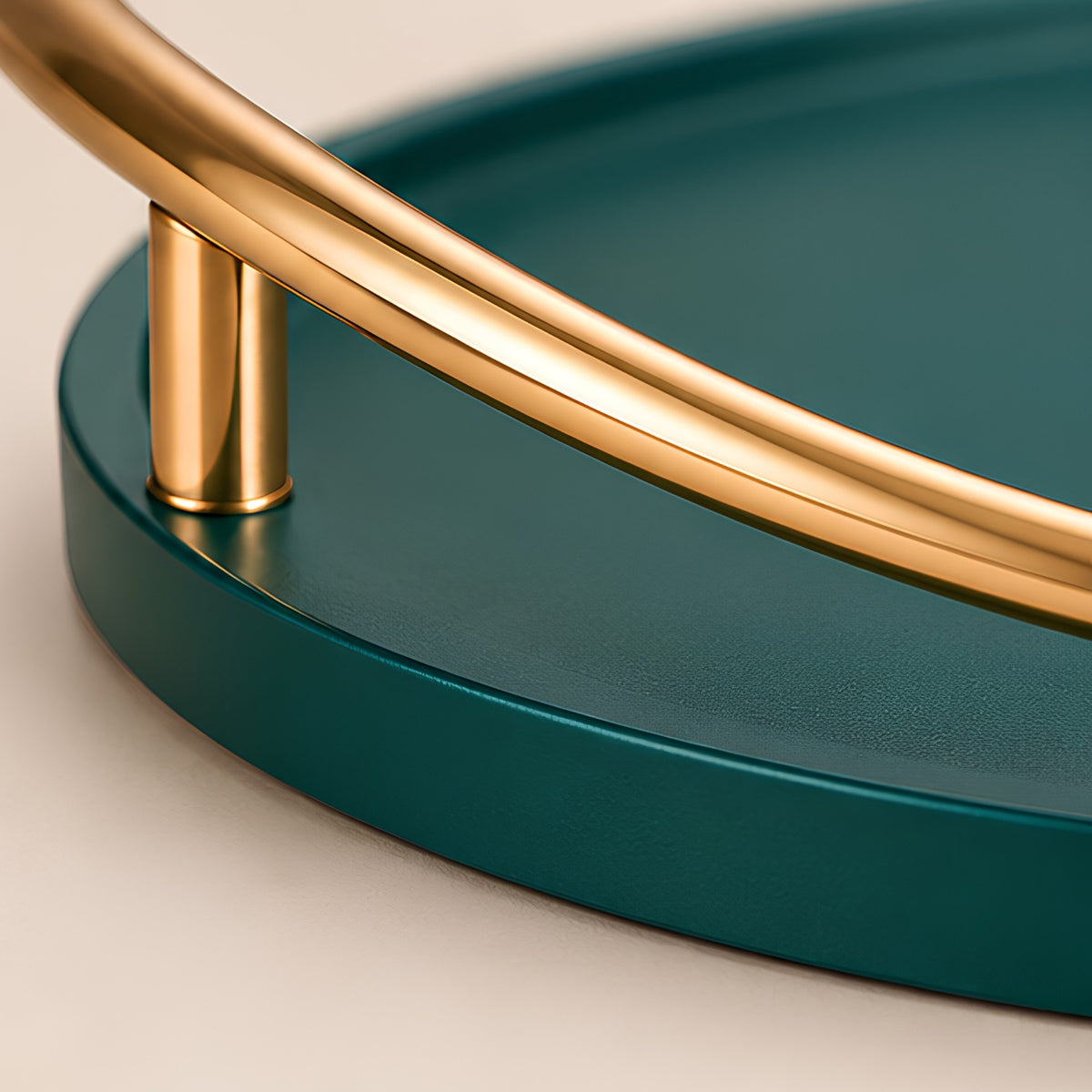 OVAL TRAY WITH GOLD RAIL HANDLE