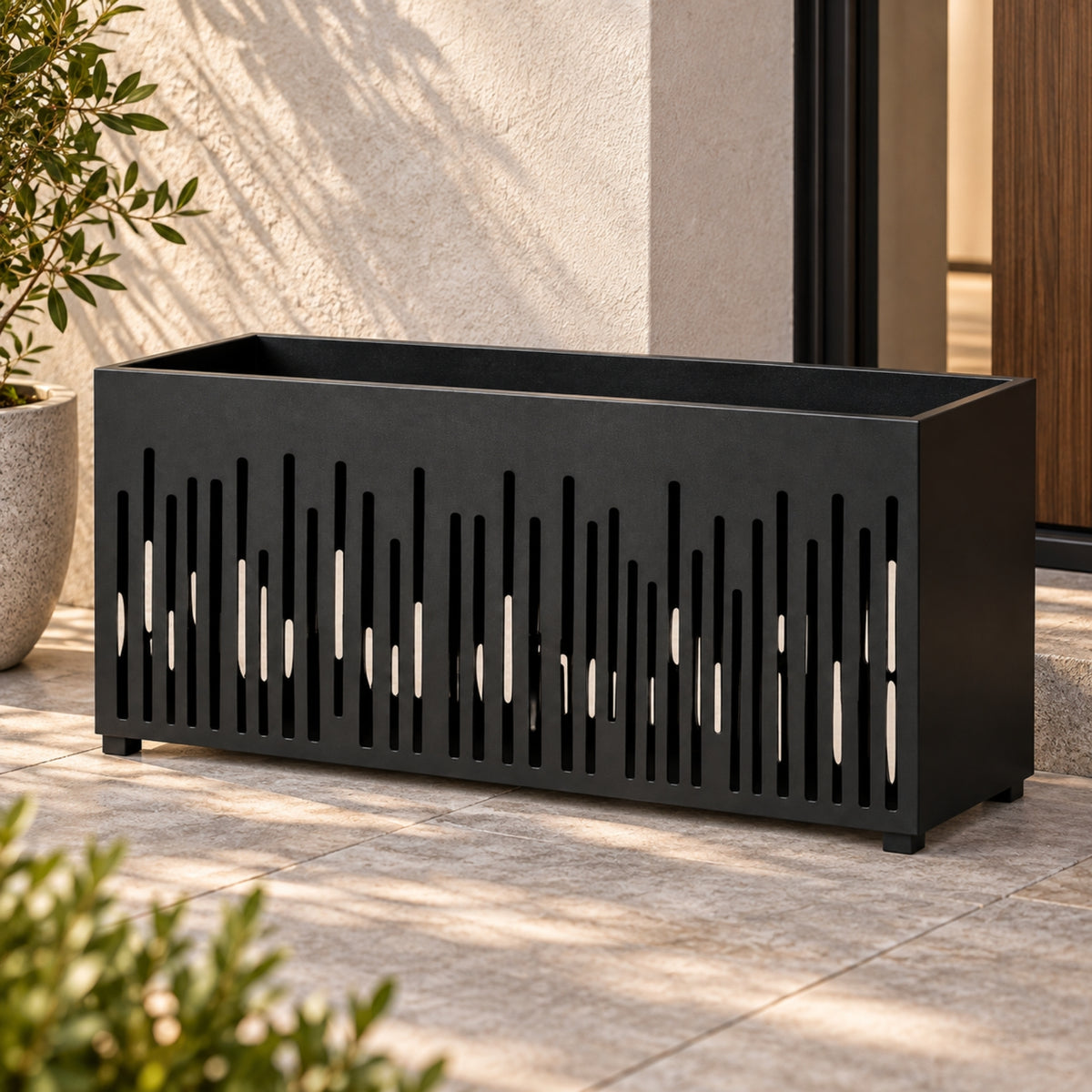LINEAR CUTOUT RECTANGULAR OUTDOOR PLANTER