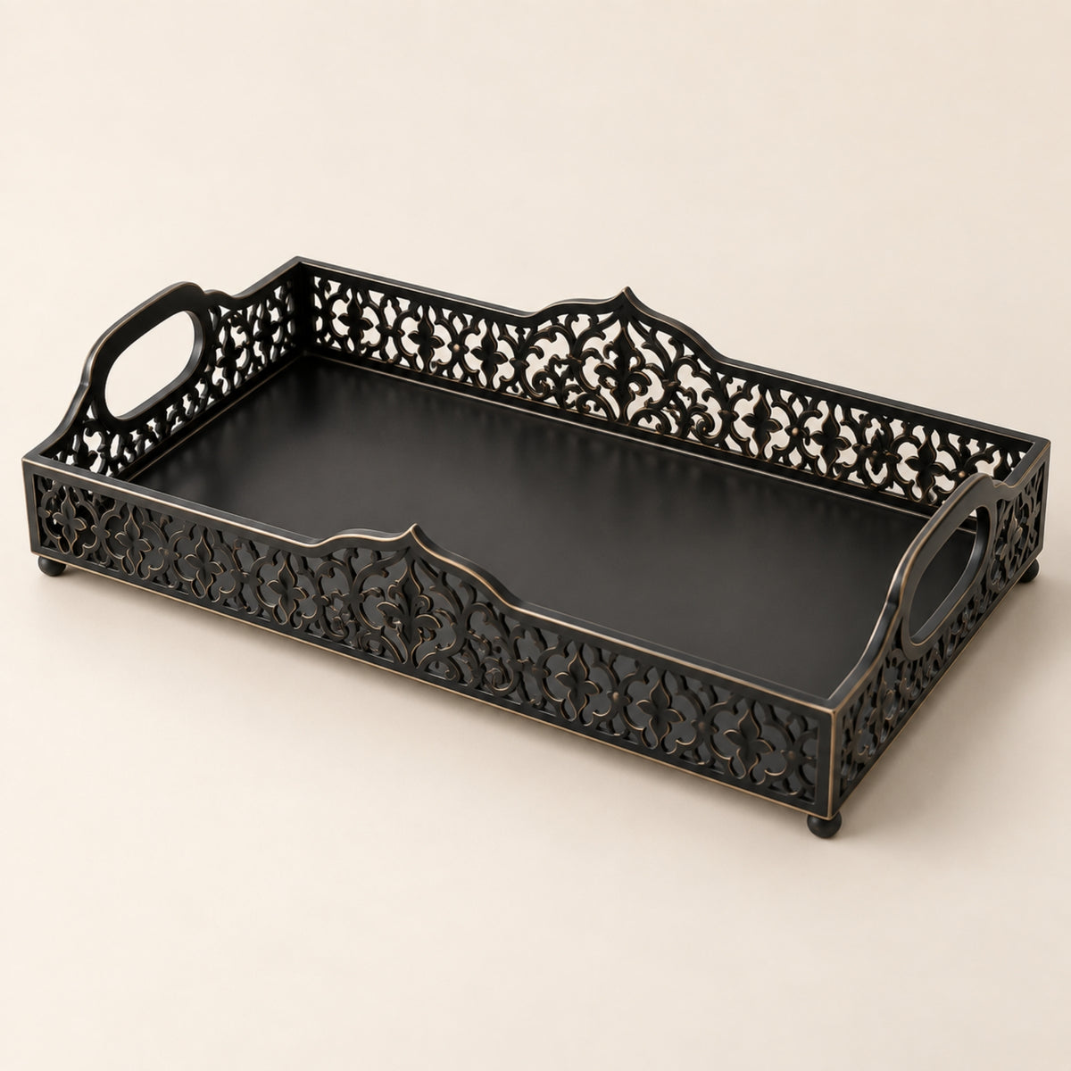 ANTIQUE FILIGREE RECTANGULAR SERVING TRAY