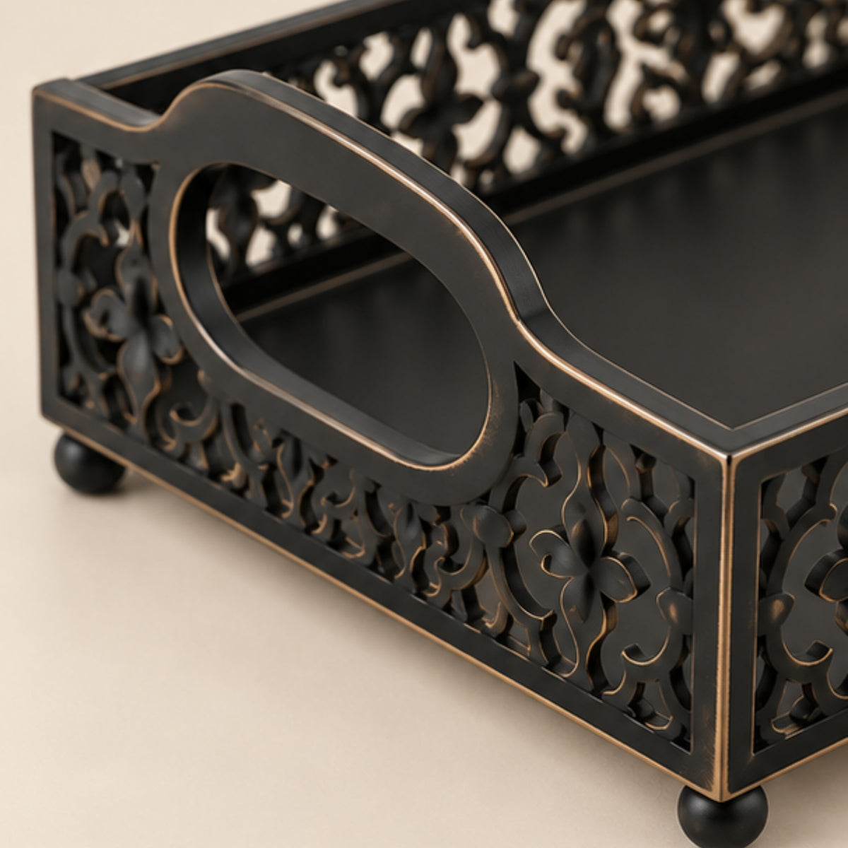 ANTIQUE FILIGREE RECTANGULAR SERVING TRAY