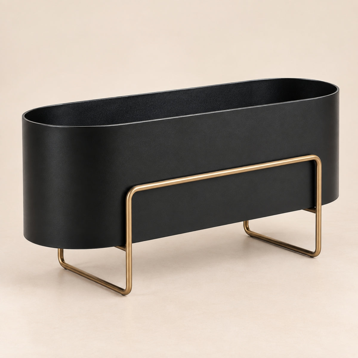 BLACK & GOLD RAISED RECTANGULAR OUTDOOR PLANTER