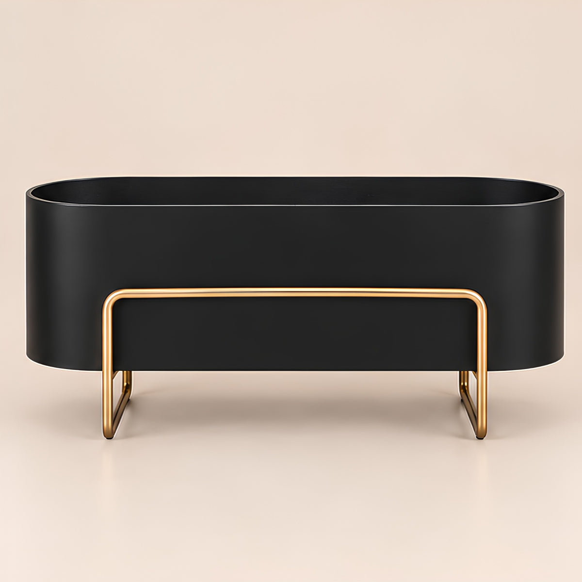 BLACK & GOLD RAISED RECTANGULAR OUTDOOR PLANTER