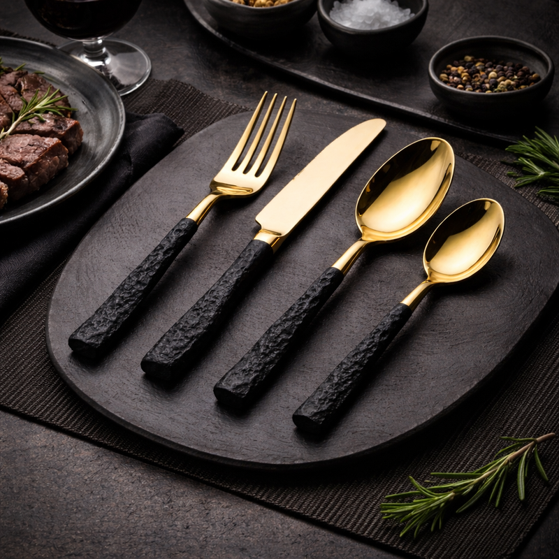 OBSIDIAN GRIP FLATWARE SET