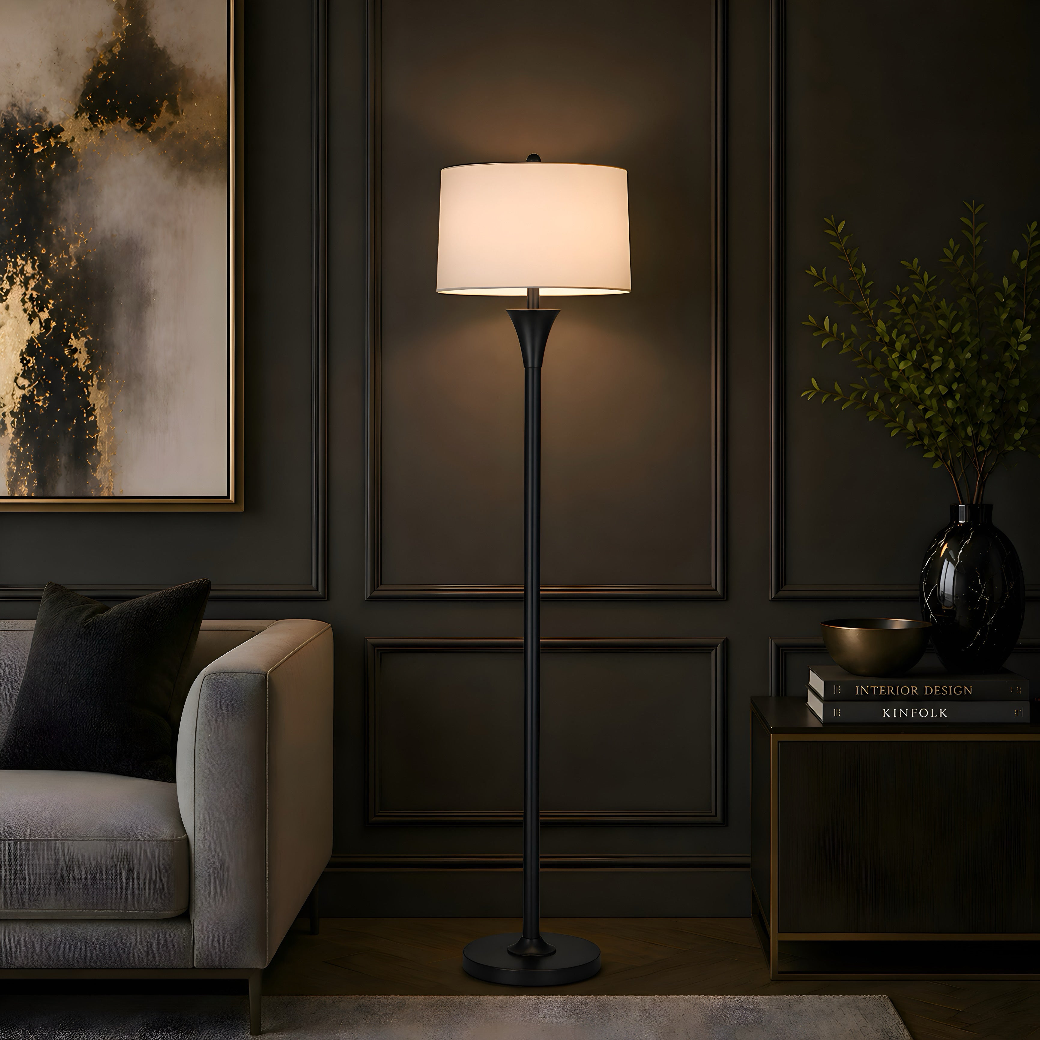 Noir Classic Column Floor Lamp