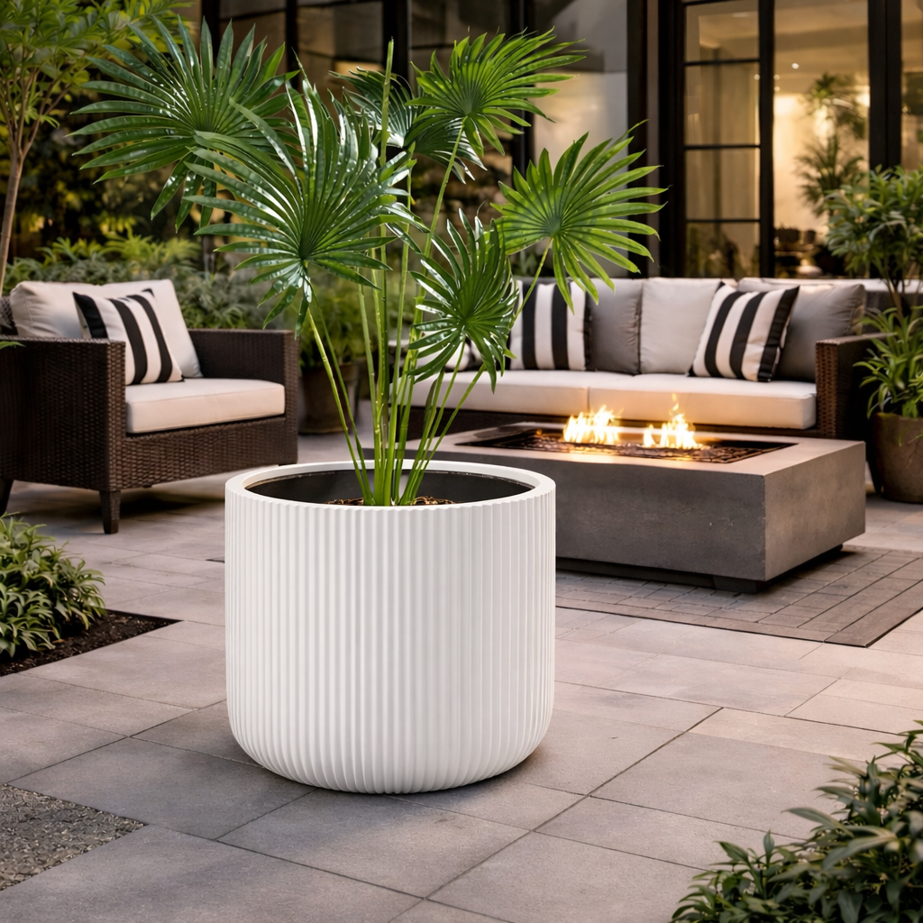 Noir Ribbed Garden Planter