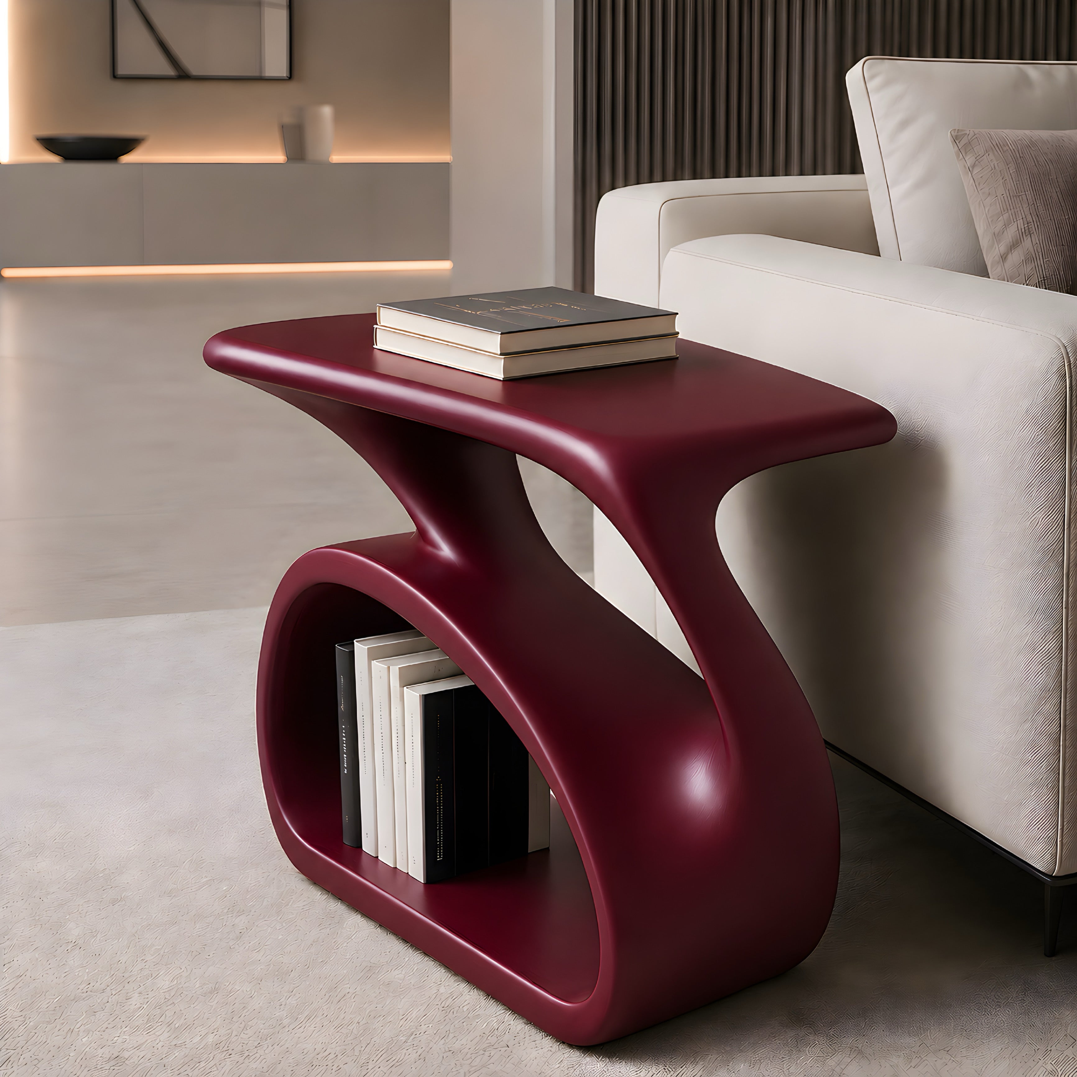 Sculptural Side Table with Storage