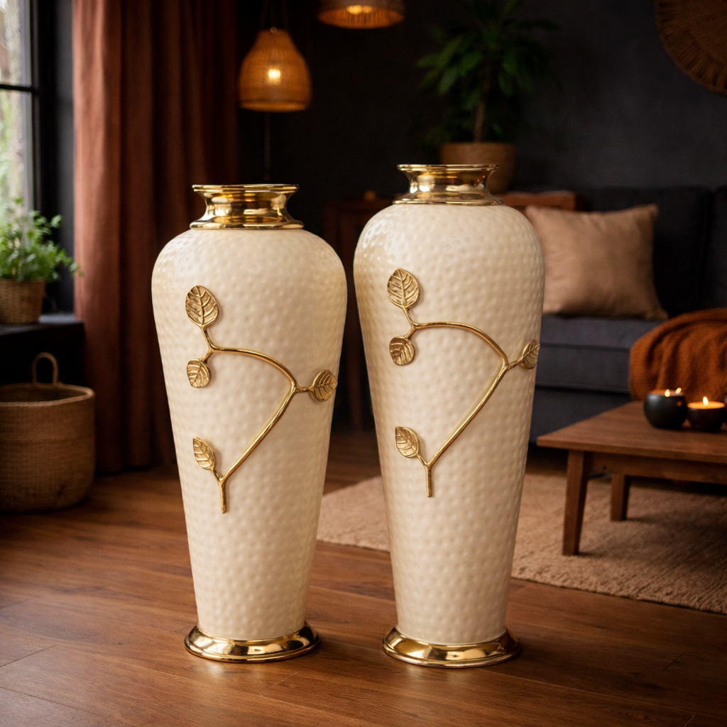 Artisan Hammered Iron Vase Set