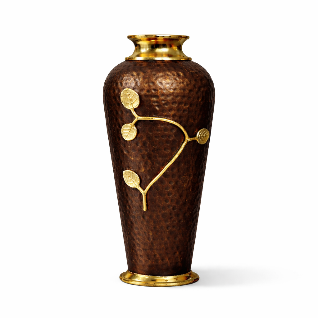 ARTISAN IRON VESSEL WITH POLISHED GOLD RIM & BASE - SET OF 02