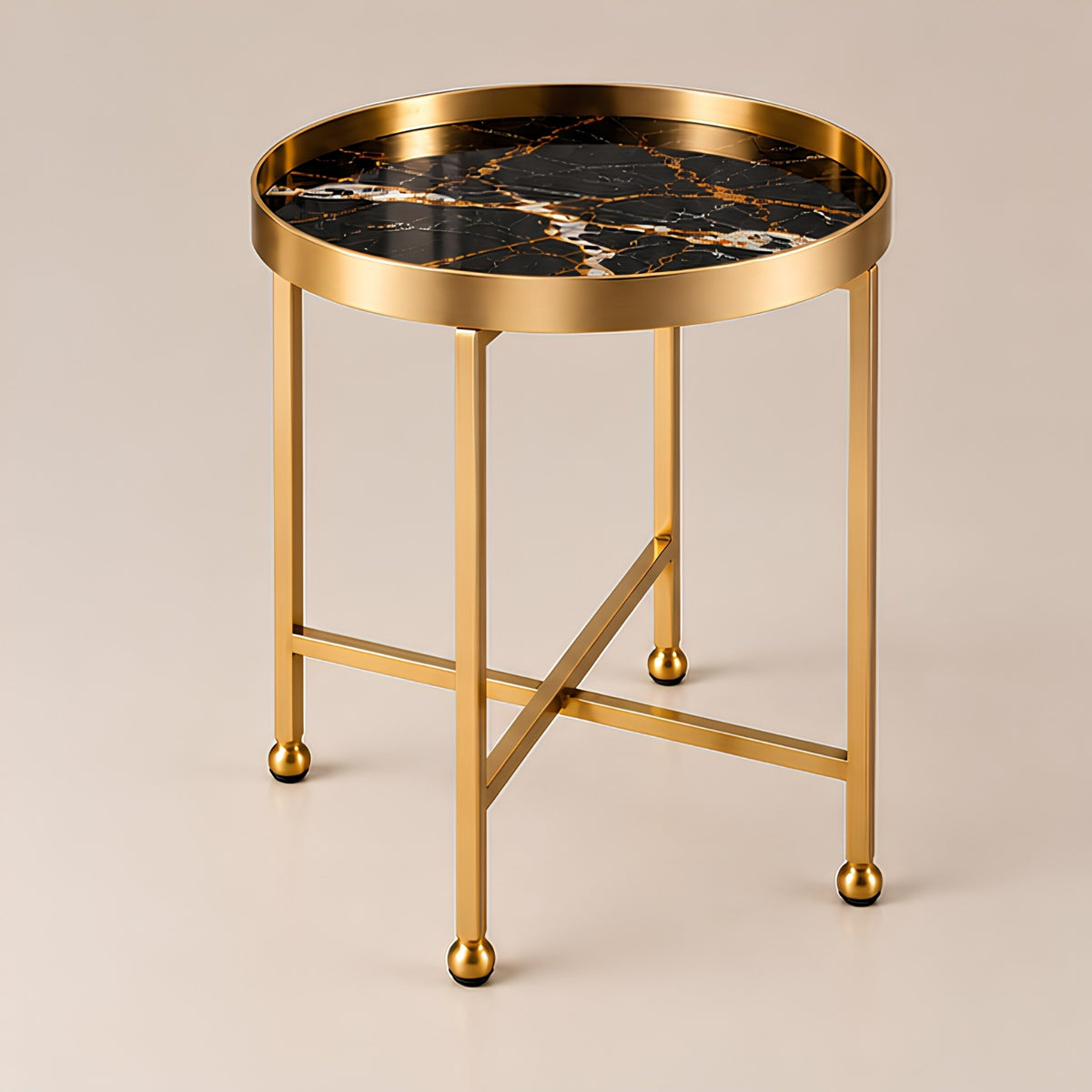 CURVED MARBLE TOP SIDE TABLE